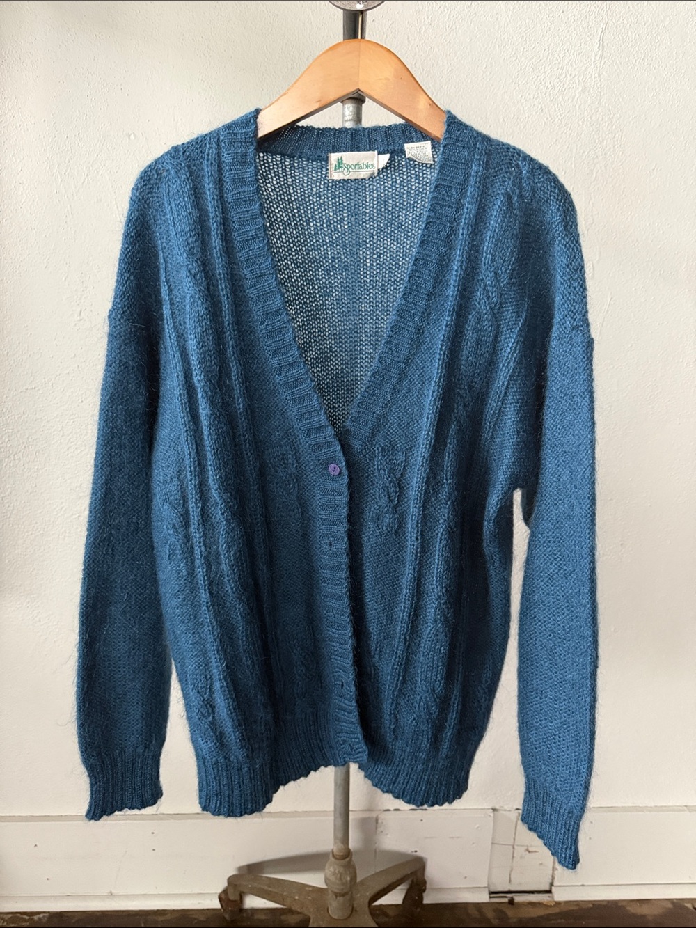 Vintage 80s Shaggy Mohair Cardigan Size Large